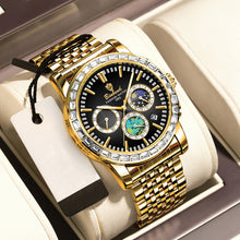 Load image into Gallery viewer, BINBOND men&#39;s watch Solid steel with moon phase luminous anti- quartz watch