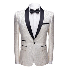 Load image into Gallery viewer, Men&#39;s fashion floral small suit jacket shawl collar slim-fit party Groom suit Singer coat performance wear