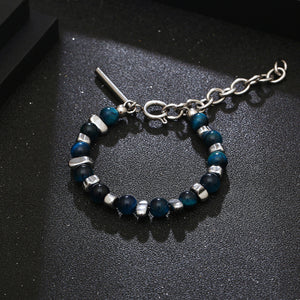Stainless Steel Blue Natural Stone Bead Splicing Trend Bracelet