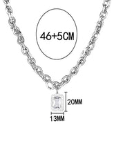 Load image into Gallery viewer, Stainless Steel  Square Artificial Gemstone Trend Fashion Pendant Necklace