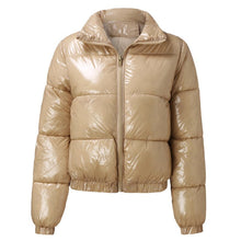 Load image into Gallery viewer, Autumn and winter cotton-padded jacket bright metal short women&#39;s cotton-padded jacket