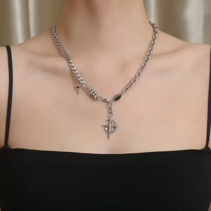 Stainless Steel Chain Splicing Cross Necklace