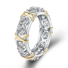 Load image into Gallery viewer, TIFFANY Two-color ring gold zircon inlaid fashion temperament ring woman