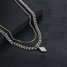 Load image into Gallery viewer, Stainless Steel Double Layered Geometry Rhomb Cross Trend Necklace