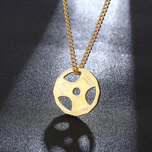 Stainless Steel Fitness Exercise Dumbbell Trend Pendant Necklace