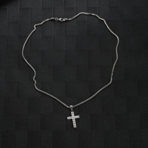 Stainless Steel Diamond Cross Hip Hop Pendant Necklace