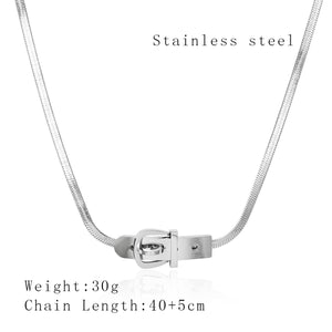 Stainless Steel Belt Buckle Minimalism Necklace