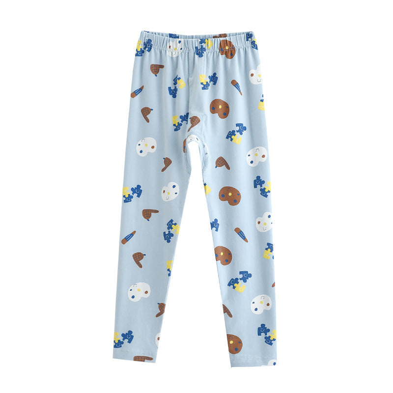 Children's pajama pants Lycra cotton pants Spring and Autumn medium children's home pants Girls wear leggings boys baby underpants winter