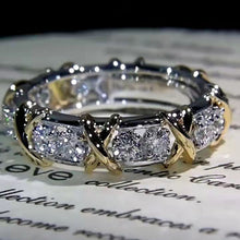 Load image into Gallery viewer, TIFFANY Two-color ring gold zircon inlaid fashion temperament ring woman