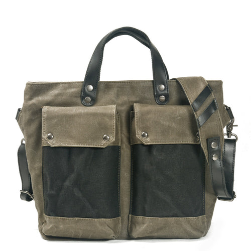 version of oil wax canvas women's bag color patchwork handbag horizontal vintage single shoulder crossbody bag men pleated messenger bag