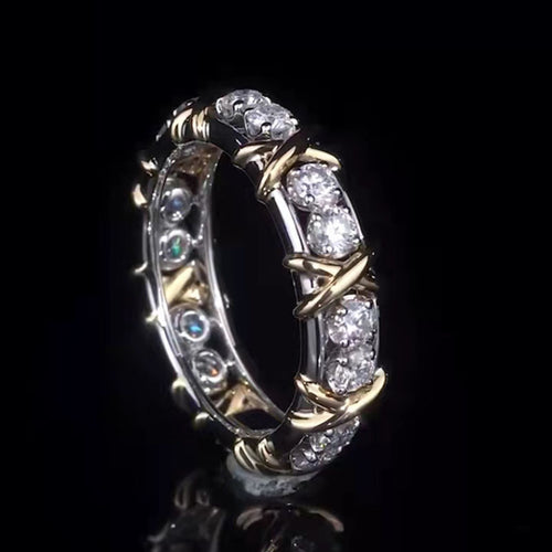 TIFFANY Two-color ring gold zircon inlaid fashion temperament ring woman