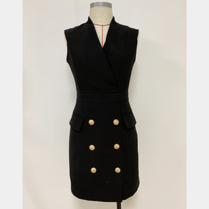 Spring/summer 2021 Double breasted Metal Lion button V collar Sleeveless vest Dress Dress
