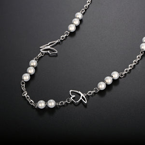 Stainless Steel Butterfly Splicing Reflective Pearls INS Necklace
