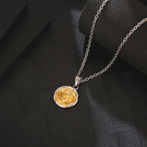 Stainless Steel Irregular Round Card Dice Playing Card Necklace