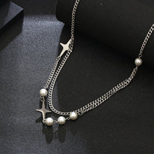 Load image into Gallery viewer, Stainless Steel Pearl Splicing Double Layer Trend Necklace