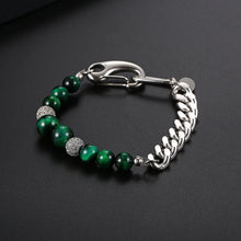 Load image into Gallery viewer, Stainless Steel European And American Personalized Trendy Tiger Eye Stone Splicing  Bracelet
