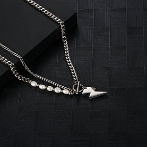 Stainless Steel Lightning Pearls Minimalism Fashion Necklace