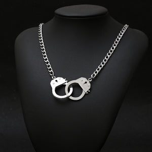 Stainless Steel Detachable Handcuffs for Men and Women's Pendant Necklace