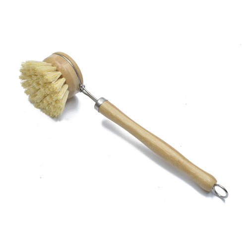 Bamboo wood sisal Kitchen Cleaning Brush Long handled pot brush Dishwashing Scrub Dishwashing pot washing brush Spot stock