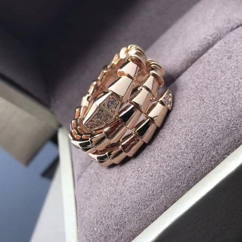 Bvlgari Gem Boutique Snakehead Snaketail band diamond double ring