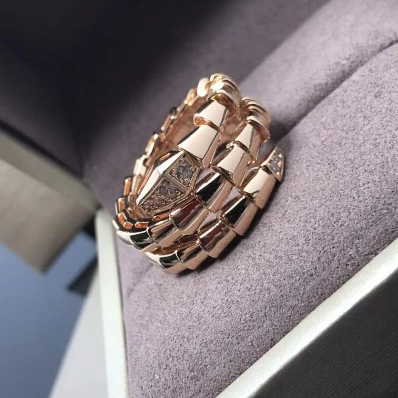 Bvlgari Gem Boutique Snakehead Snaketail band diamond double ring