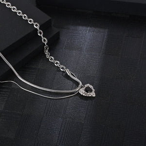 Stainless Steel Irregular Black Love Minimalism Pendant Necklace