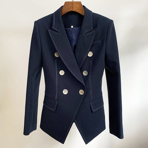 Top quality goods 2021 new women's suit beaded trim open line decoration double breasted wide slim leisure small suit