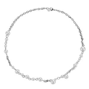 Stainless Steel Chain Splicing Pearls INS Trend Necklace