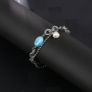Stainless Steel Natural Stone Spliced Double Layer Fashion Bracelet