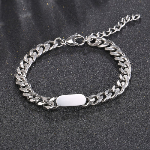Stainless Steel Cuban Bracelet Trend Men and Women Street Trend Minimalism Bracelet