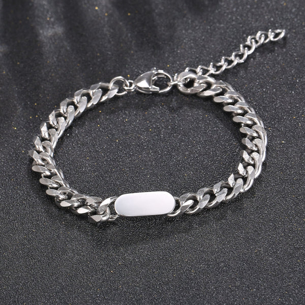 Stainless Steel Cuban Bracelet Trend Men and Women Street Trend Minimalism Bracelet