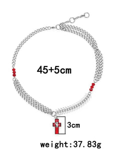 Stainless Steel Red Cross Minimalism Fashion Necklace