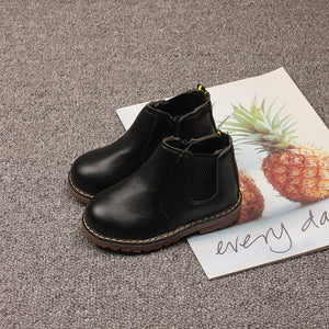 Girls' Martin boots Spring and autumn new boys' ankle boots British solid color single boots plus cotton warm boots