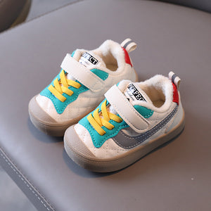 Children's fleece sports shoes  retro baby shoes fashion boy two cotton toddler shoes winter new