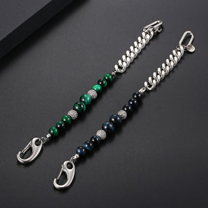 Stainless Steel European And American Personalized Trendy Tiger Eye Stone Splicing  Bracelet