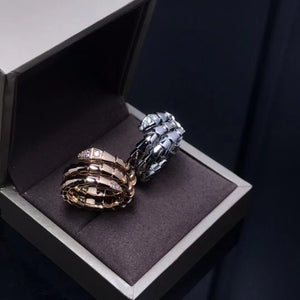 Bvlgari Gem Boutique Snakehead Snaketail band diamond double ring