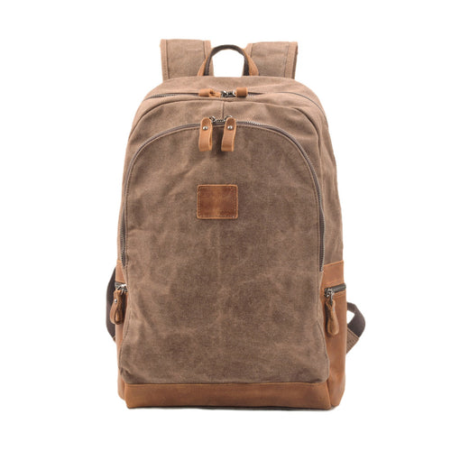 Casual women's oil waxed canvas backpack Outdoor student computer schoolbag retro anti-hiking bag