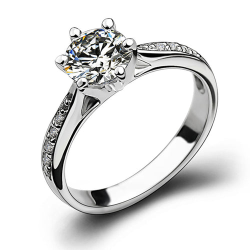 S925 six-prong diamond ring