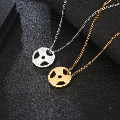 Stainless Steel Fitness Exercise Dumbbell Trend Pendant Necklace
