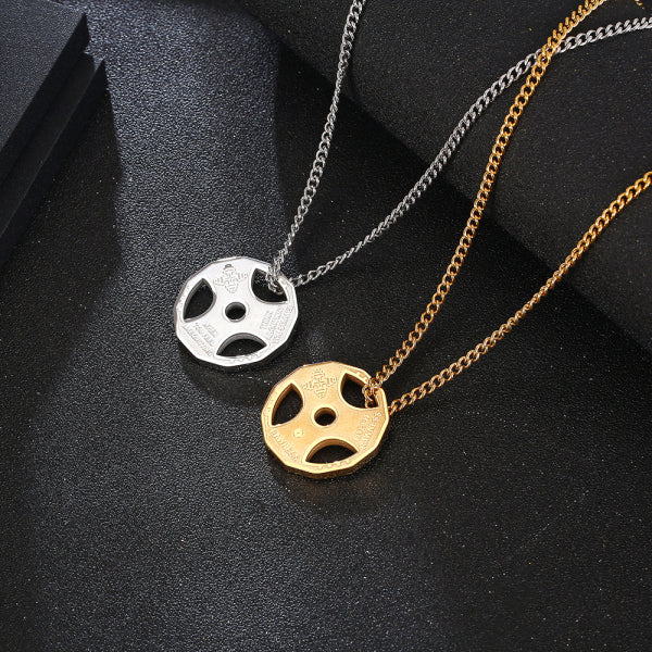Stainless Steel Fitness Exercise Dumbbell Trend Pendant Necklace