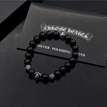 Load image into Gallery viewer, ch Kroheart vintage do old cross obsidian bracelet Hip Hop punk style couple bracelet