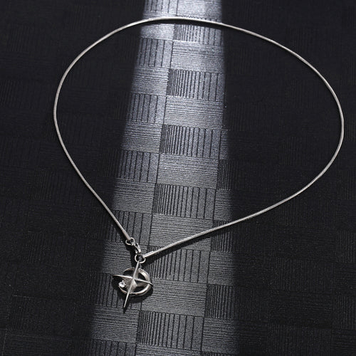 Stainless Steel Moon Cross Necklace