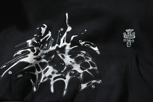 American High street fashion brand Tr scott splash-ink spine print flower hoodie loose casual hoodie for men and women