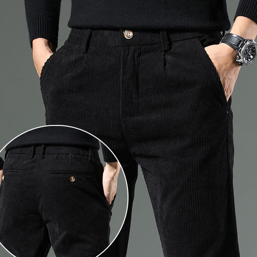k001 spring and autumn fashion new corduroy casual pants men slim straight elastic simple lean tall pants
