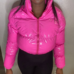 Autumn and winter cotton-padded jacket bright metal short women's cotton-padded jacket