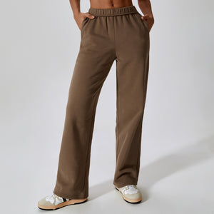 TikTok Flared Leggings waist plus velvet warm loose sports pants straight leg wide leg pants outdoor leisure sports sweatpants female 8188