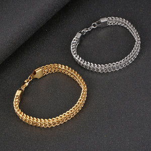 Stainless Steel Double Layer Trend Fashion Bracelet For Men And Women