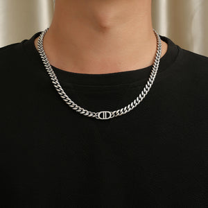 Stainless Steel Letter spliced Cuban Trend Chain Neckalce