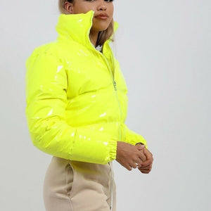 Autumn and winter cotton-padded jacket bright metal short women's cotton-padded jacket