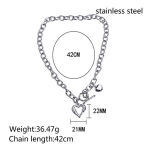 Stainless Steel Hollow Heart INS Minimalist Cold Style Necklace